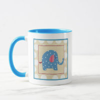 Blauwe olifant met witte pooldots