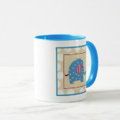 Blauwe olifant met witte pooldots mok (Voorkant rechts)