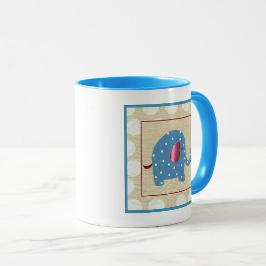 Blauwe olifant met witte pooldots mok (Voorkant rechts)