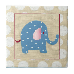 Blauwe olifant met witte pooldots tegeltje