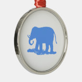 Blauwe Olifant Metalen Ornament (Rechts)