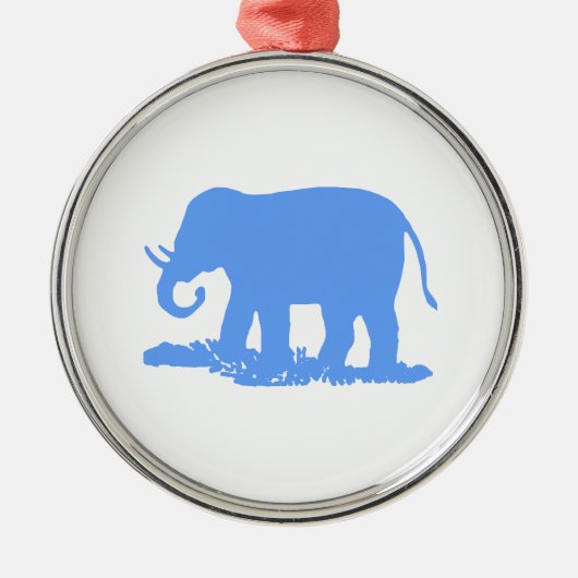 Blauwe Olifant Metalen Ornament (Voorkant)