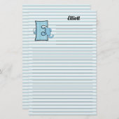 Blauwe olifant mongrammen "E" geblindeerde banketb Briefpapier (Voorkant / Achterkant)