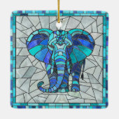 Blauwe Olifant mozaïek kunst Keramisch Ornament (Achterkant)