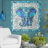 Blauwe Olifant mozaïek kunst Wandkleed