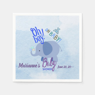 Blauwe Olifant Oh Jongen Baby Shower Lay-out Servet