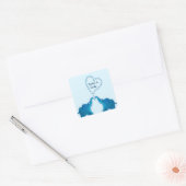 blauwe olifanten vierkante sticker (Envelop)