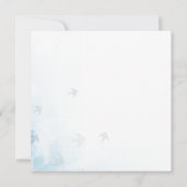 Blauwe olijfgroene blaadvogels trouwuitnodiging kaart (Achterkant)