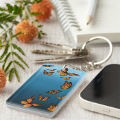 Blauwe ombre monarchvlinders sleutelhanger (Voorkant Rechts)