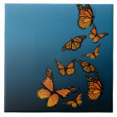 Blauwe ombre monarchvlinders tegeltje (Voorkant)