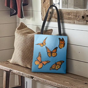 Blauwe ombre monarchvlinders tote bag