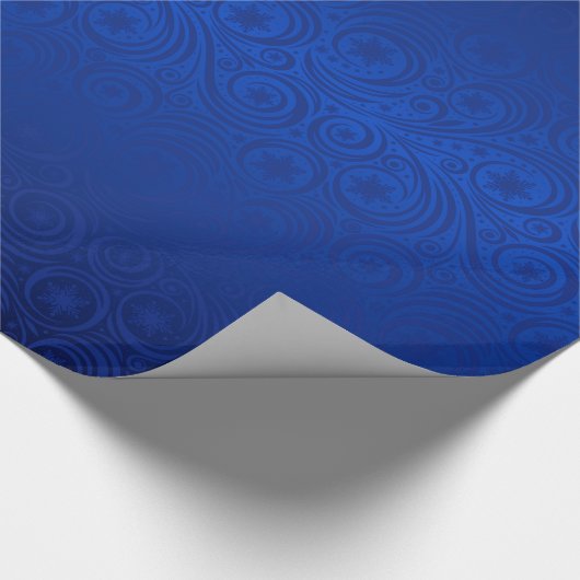 Blauwe Ombre Snowflake Damask Pattern Cadeaupapier (Hoek)