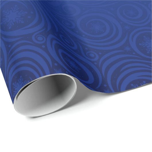 Blauwe Ombre Snowflake Damask Pattern Cadeaupapier (Rol Hoek)