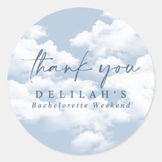 Blauwe "On Cloud Nine" vrijgezellenweekend favorie Ronde Sticker