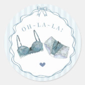 Blauwe Ondergoed Douche Bruidsfeest Envelop Ronde Sticker (Voorkant)