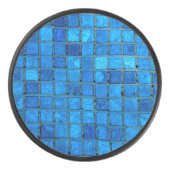 Blauwe onderzeese tegels hockey puck (Voorkant)