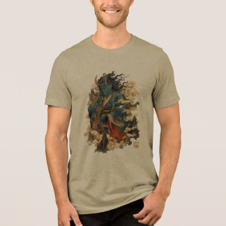 Blauwe Oni-demonenkrijger | Japanse Yokai-mytholog Tri-Blend Shirt