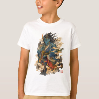 Blauwe Oni Duivel Krijger | Japanse Yokai Mytholog T-shirt