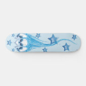 Blauwe ontvlammende schedels skateboard (Horizontaal)