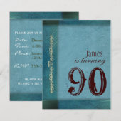 Blauwe ontwerper verjaardagsfeest uitnodigingen (Voorkant / Achterkant)