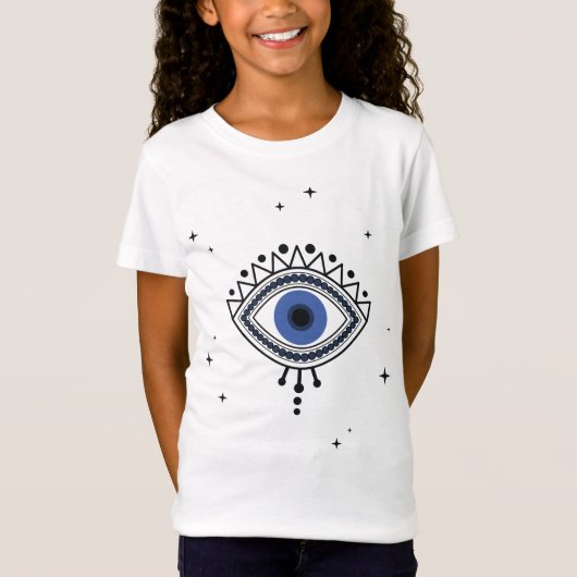 Blauwe oogbescherming magisch symbool goede energi t-shirt (Voorkant)