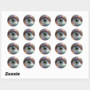 Blauwe oogbol fractale kunst, ronde sticker