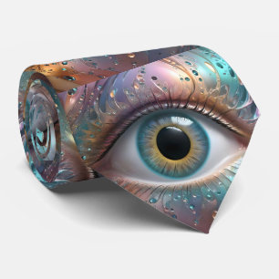 Blauwe oogbol fractale kunst, stropdas