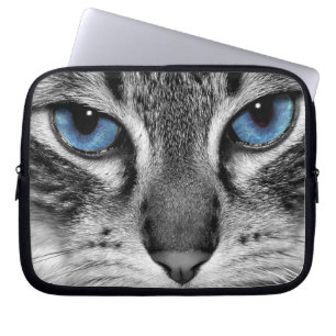 Blauwe oogkat laptop sleeve