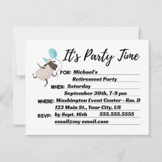 Blauwe Ooi U Bent Uitgenodigd Elke Gelegenheid U B Kaart (Achterkant)