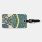 Blauwe oosterse Design met glimlende gezichten Bagagelabel (Voorkant horizontaal)