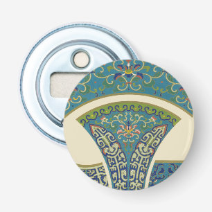 Blauwe oosterse Design met glimlende gezichten Button Flesopener