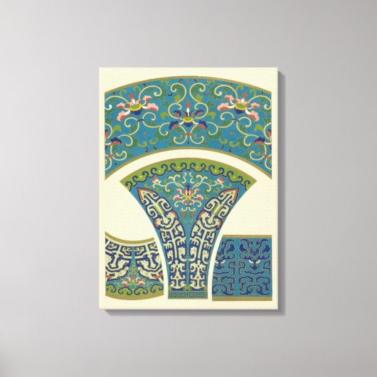 Blauwe oosterse Design met glimlende gezichten Canvas Afdruk (Voorkant)