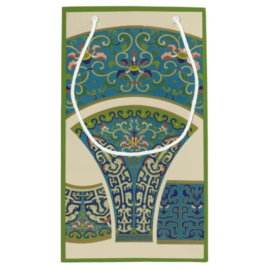 Blauwe oosterse Design met glimlende gezichten Klein Cadeauzakje (Achterkant)