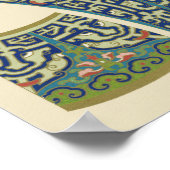 Blauwe oosterse Design met glimlende gezichten Poster (Hoek)