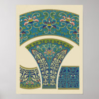 Blauwe oosterse Design met glimlende gezichten