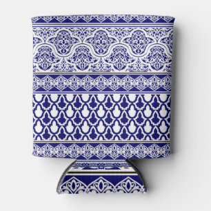 Blauwe oosterse elegantie: filigraan patchwork set blikjeskoeler