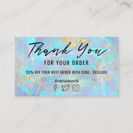 Blauwe Opal Faux folie Dank u visitekaartje