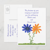 Blauwe oranje bloemen Weddenschap Briefkaarten (Voorkant / Achterkant)