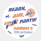 Blauwe, Oranje Dart Oorlogsfeest, elke leeftijd Ronde Sticker (Voorkant)