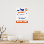 Blauwe, Oranje Dart War Birthday Party Battle Rule Poster (Keuken)