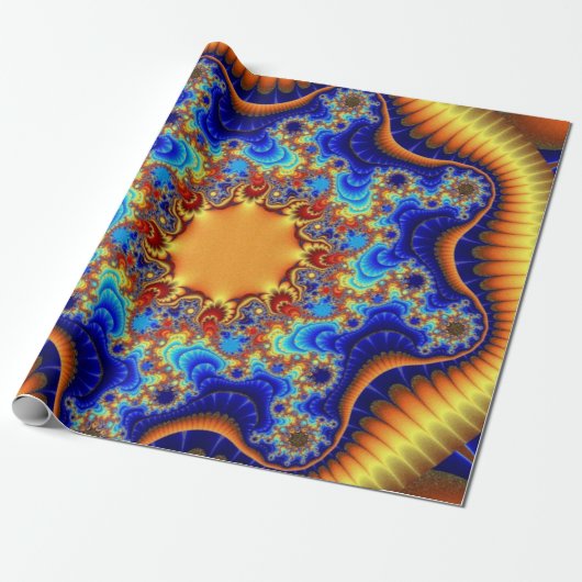 Blauwe, Oranje en gele verjaardag Cadeaupapier (Uitgerold)