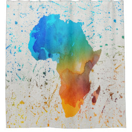Blauwe, Oranje en groene Waterverf Afrika Douchegordijn