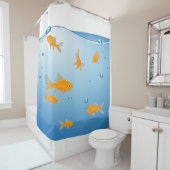 Blauwe Oranje Goldfish Bathroom Douchegordijn (In situ)