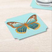 Blauwe & Oranje gradiënt vlinder Kartonnen Onderzetters (Gekanteld)