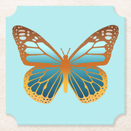 Blauwe & Oranje gradiënt vlinder Kartonnen Onderzetters