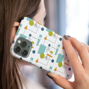 Blauwe Oranje groene vormen in de middeleeuwse mod Case-Mate iPhone 14 Hoesje