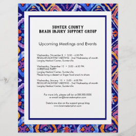 Blauwe Oranje marine Ikat Pattern Newsletter Flyer