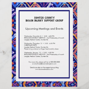 Blauwe Oranje marine Ikat Pattern Newsletter Flyer