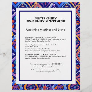 Blauwe Oranje marine Ikat Pattern Newsletter Flyer