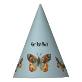 Blauwe Oranje Monboogvlinders op lichtblauw Feesthoedjes (Voorkant)